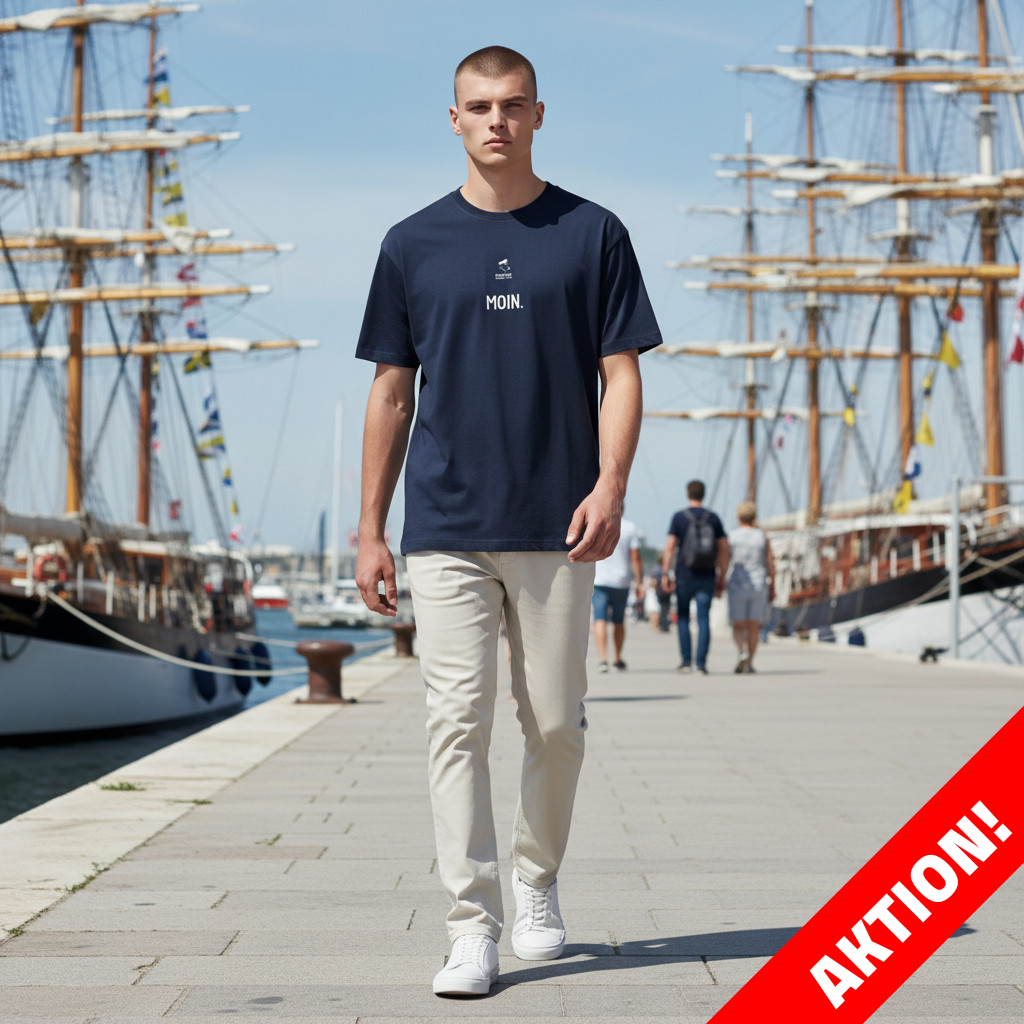 AKTION - T-Shirt Herren, navy, Moin