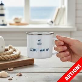 AKTION - Emaille-Tasse, gro&szlig;, Schiet wat op