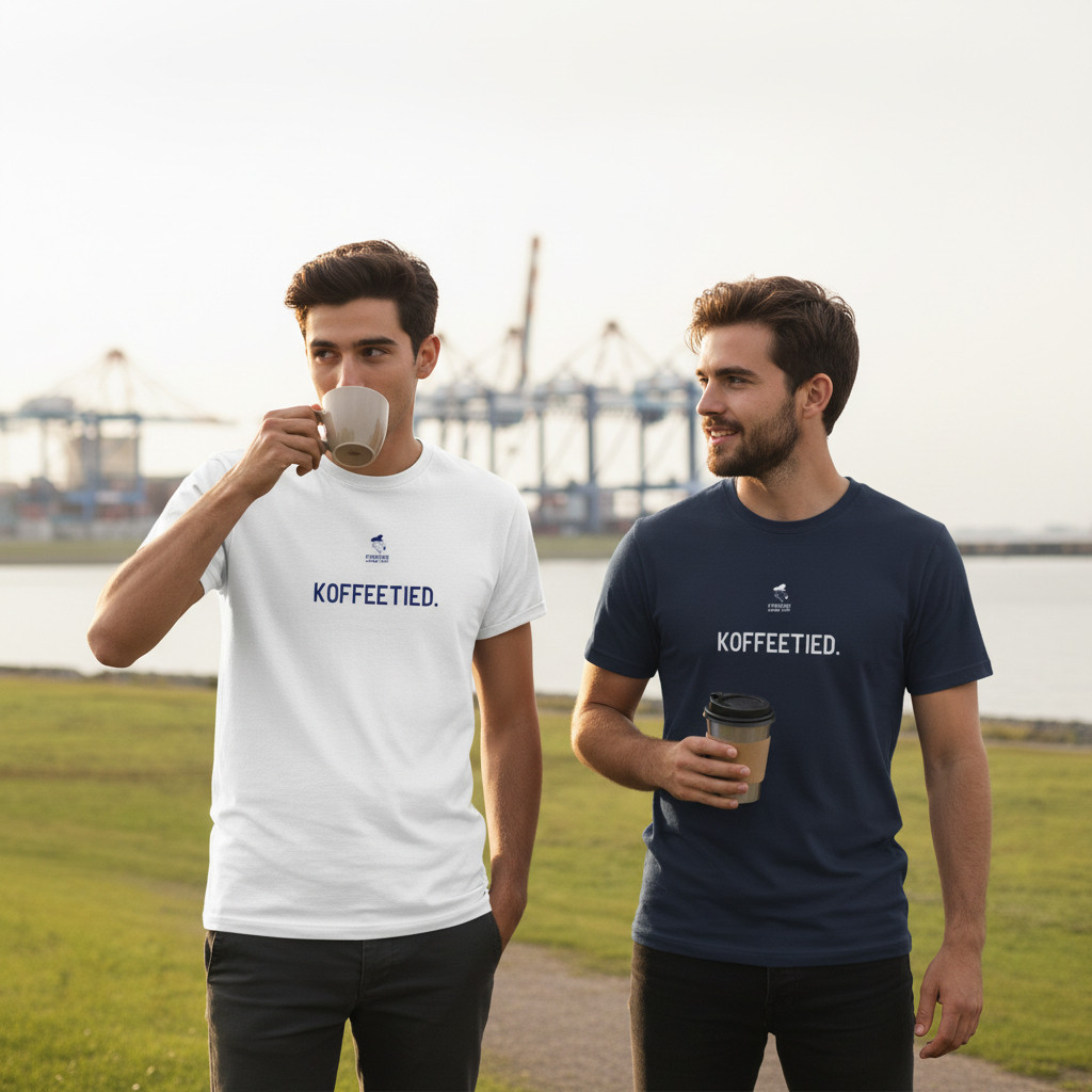 Fiedsche schnackt platt - T-Shirt Herren, navy, Koffeetied – Bild 3