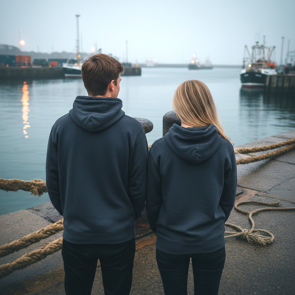 Fiedsche schnackt platt - Unisex Hoodie, navy, Nee – Bild 2