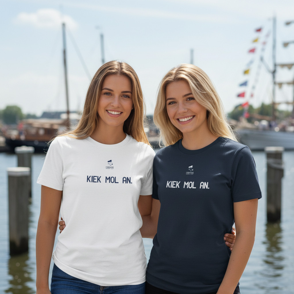 Fiedsche schnackt platt - T-Shirt Damen, navy, Kiek mol an – Bild 3