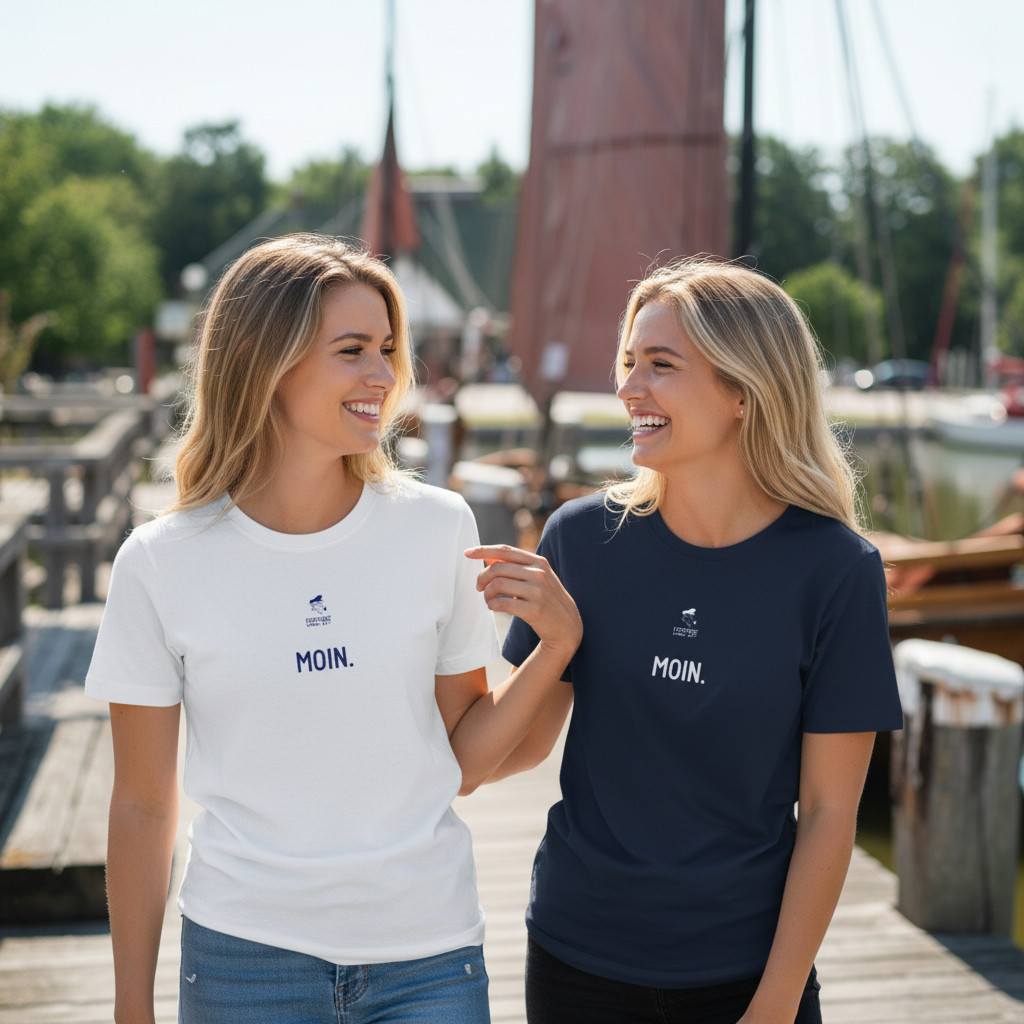 Fiedsche schnackt platt - T-Shirt Damen, navy, Moin – Bild 3