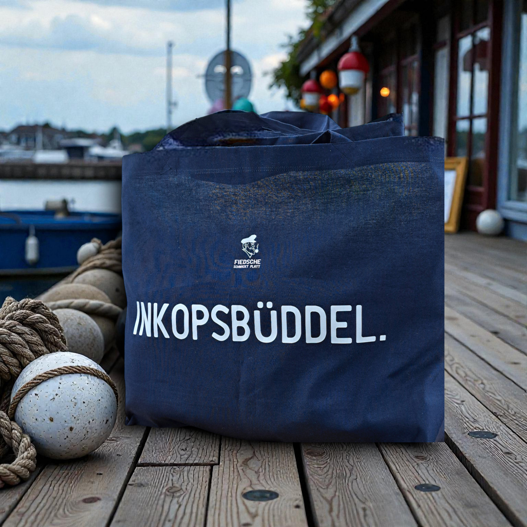 Fiedsche schnackt platt - Shopping Bag With Gusset, Inkopsbüddel