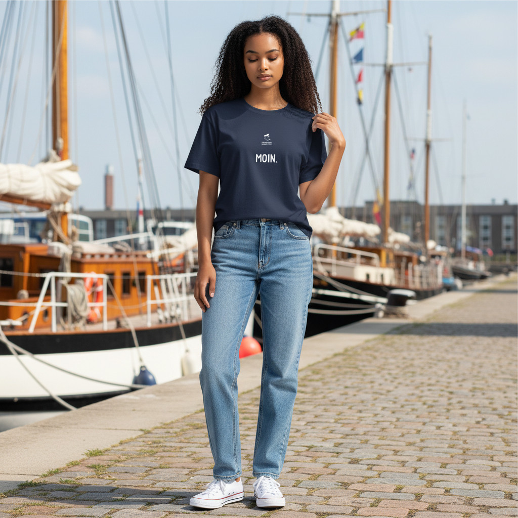 Fiedsche schnackt platt - T-Shirt Damen, navy, Moin