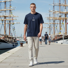 Fiedsche schnackt platt - T-Shirt Herren, navy, Moin