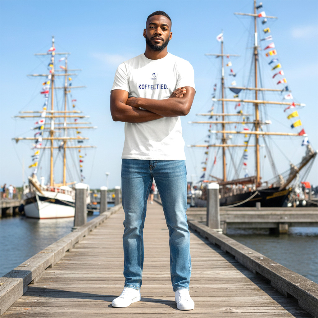 Fiedsche schnackt platt - T-Shirt Herren, weiß, Koffeetied