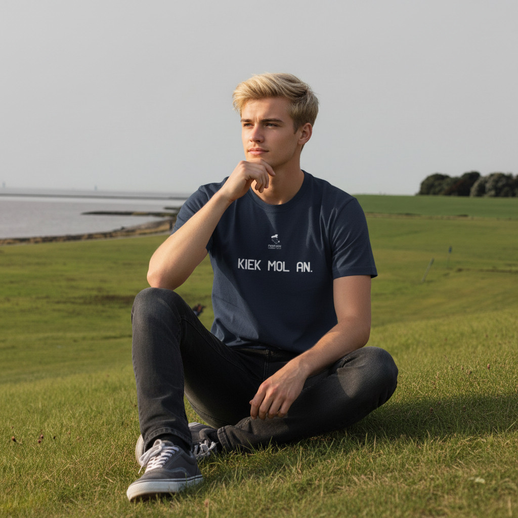 Fiedsche schnackt platt - T-Shirt Herren, navy, Kiek mol an
