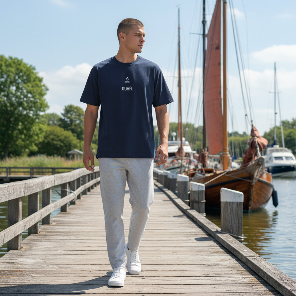 Fiedsche schnackt platt - T-Shirt Herren, navy, Ouha