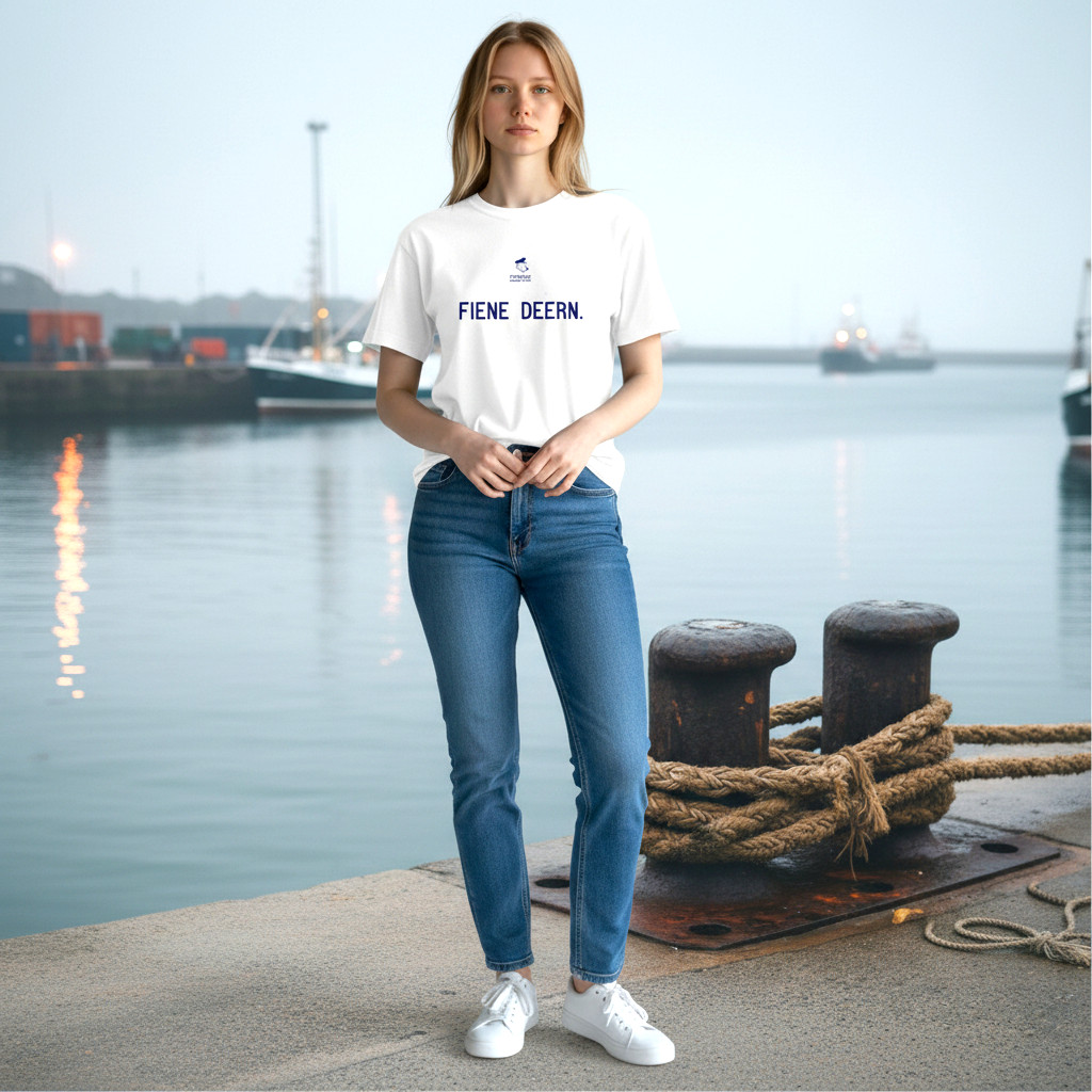 Fiedsche schnackt platt - T-Shirt Damen, weiß,Fiene Deern