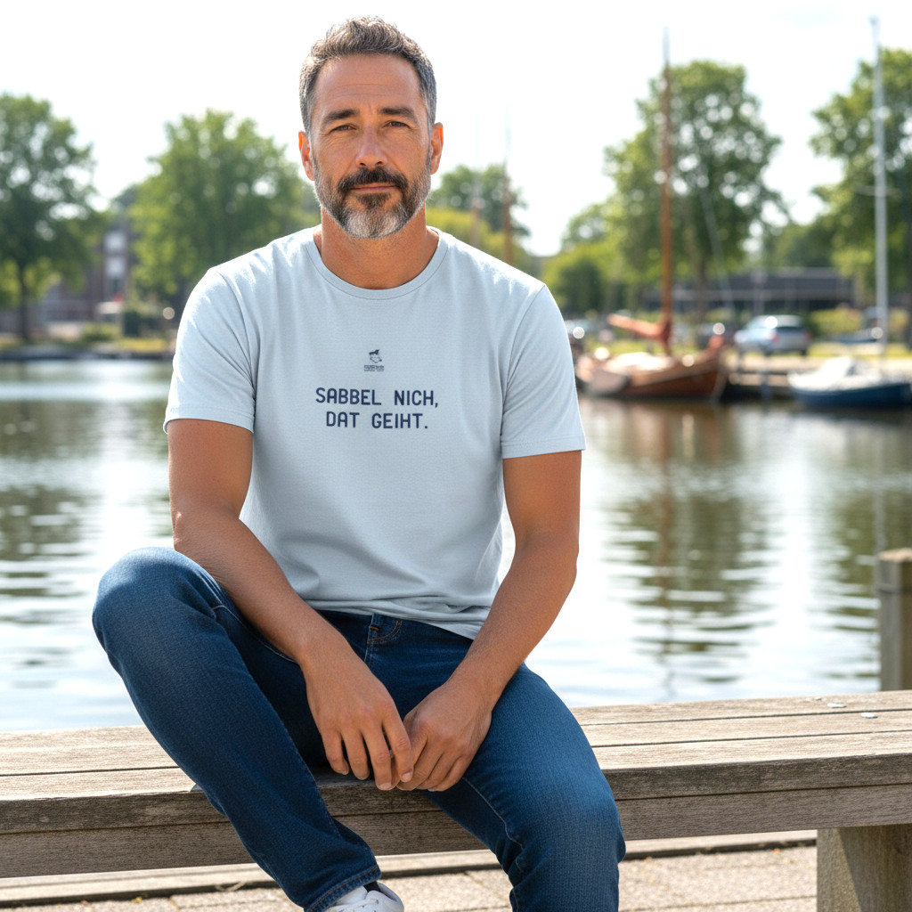 Fiedsche schnackt platt - T-Shirt Herren, weiß, Sabbel nich, dat geiht