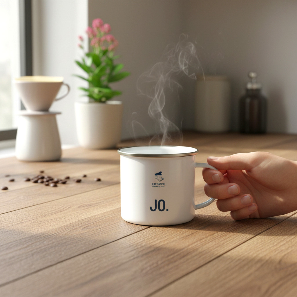 Fiedsche schnackt platt - Emaille-Tasse, klein, Jo