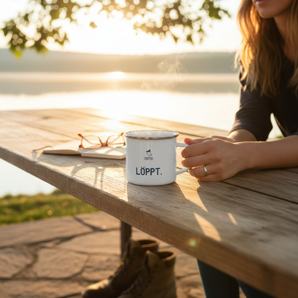 Fiedsche schnackt platt - Emaille-Tasse, klein, Löppt