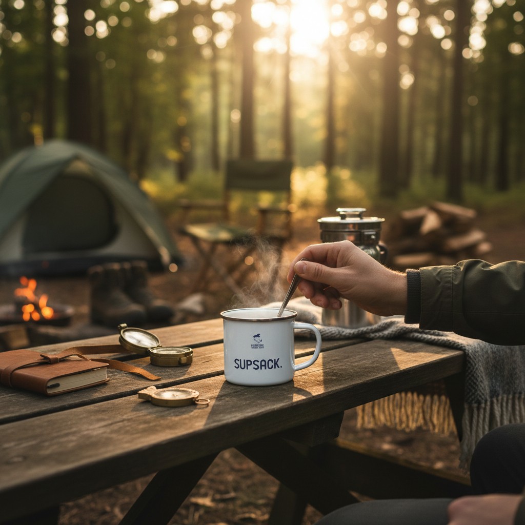 Fiedsche schnackt platt - Emaille-Tasse, groß, Supsack