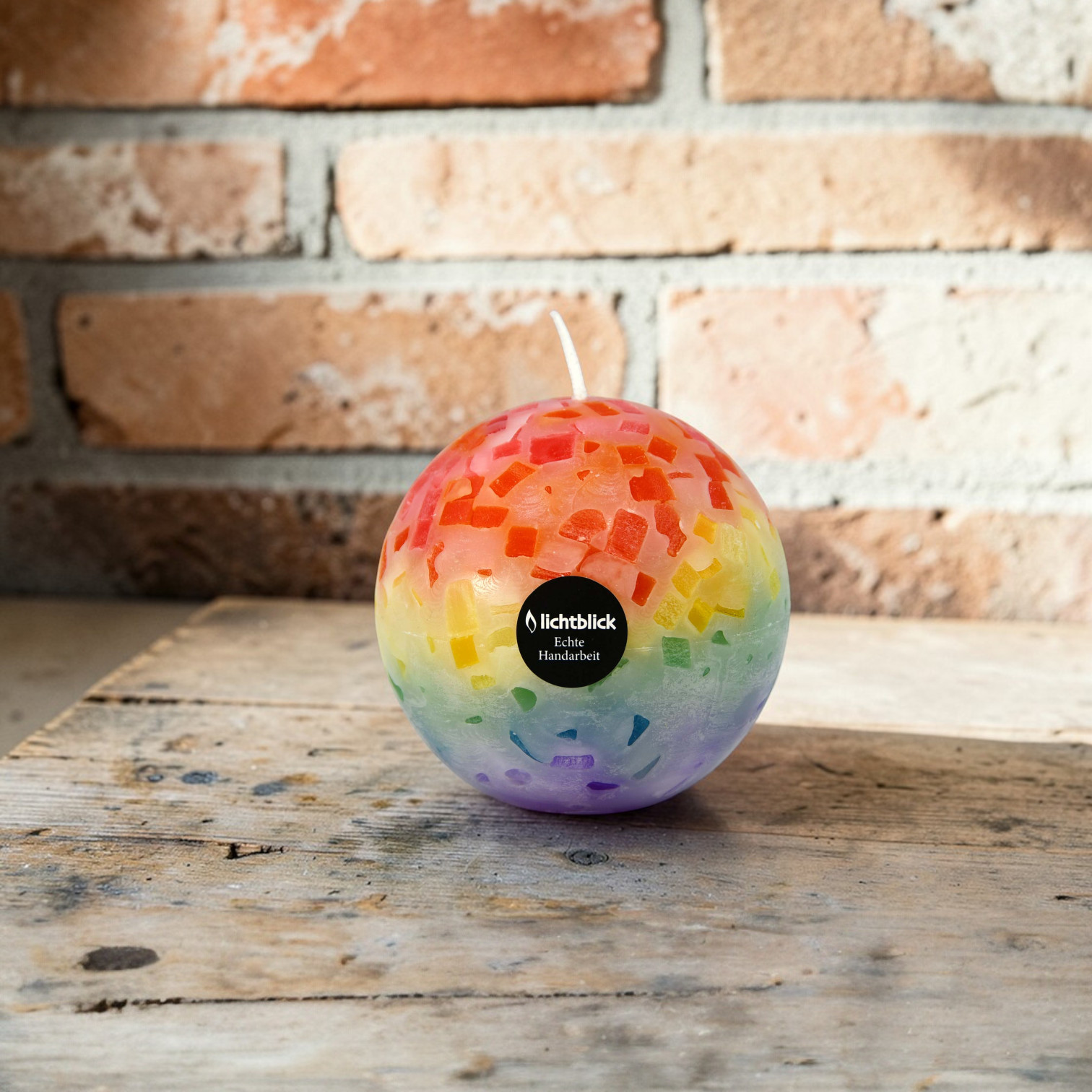 Kerze, Kugelform, Regenbogen, mittel